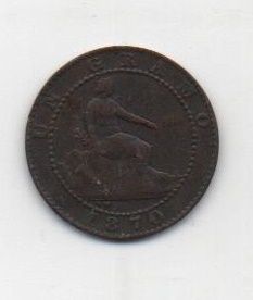 G. PROVISIONAL DEL AÑO 1870 DE 1 CENTIMO OM BARCELONA